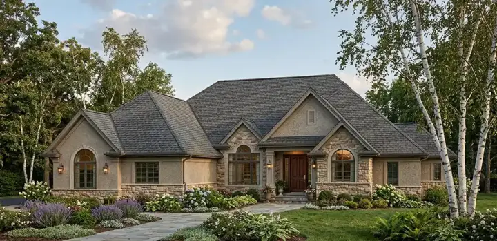 European house plans 7-279 - front exterior, 2,439 sq ft, 3 bed, 2 bath house plans | Monster House Plans
