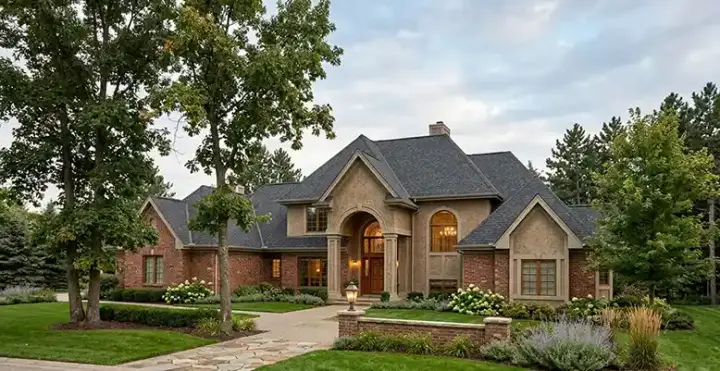 European house plans 7-286 - front exterior, 3,600 sq ft, 4 bed, 3 bath house plans | Monster House Plans