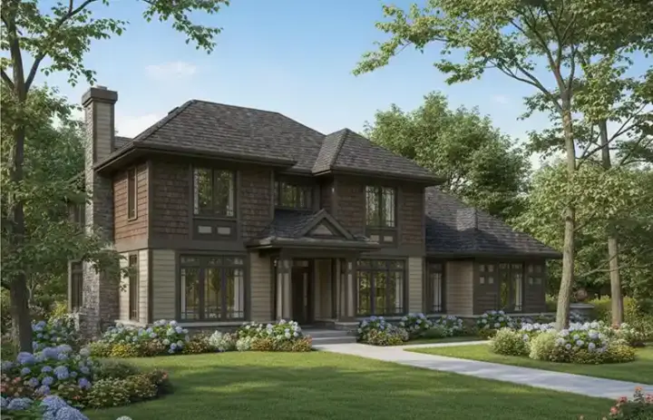Shingle house plans 7-296 - front exterior, 2,528 sq ft, 4 bed, 2 bath house plans | Monster House Plans