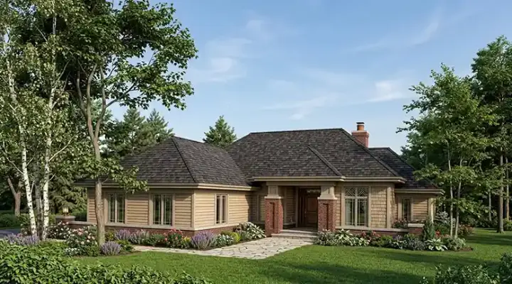 Traditional house plans 7-302 - front exterior, 1,830 sq ft, 2 bed, 2 bath house plans | Monster House Plans