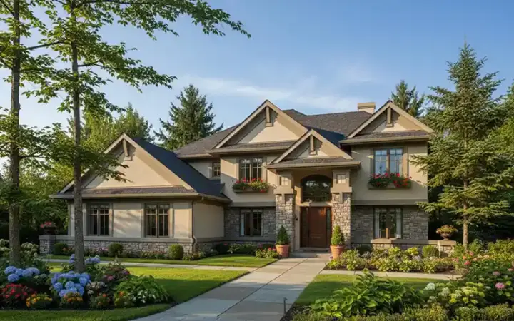 Prairie house plans 7-306 - front exterior, 2,826 sq ft, 4 bed, 3 bath house plans | Monster House Plans