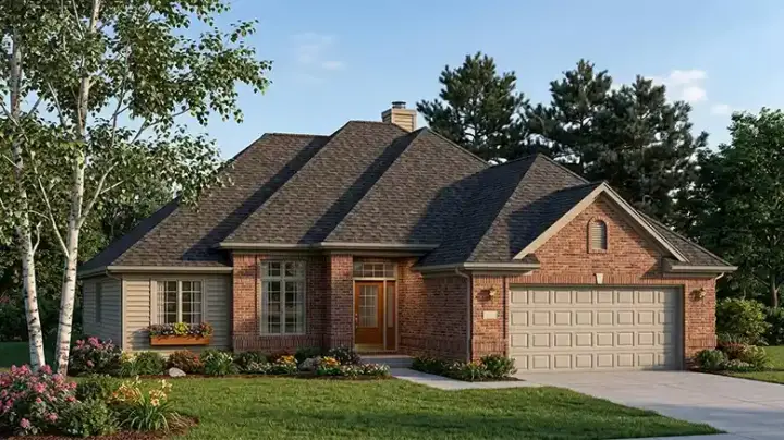 Traditional house plans 7-313 - front exterior, 1,508 sq ft, 3 bed, 2 bath house plans | Monster House Plans