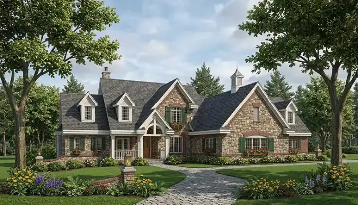 French Country house plans 7-316 - front exterior, 2,994 sq ft, 4 bed, 2 bath house plans | Monster House Plans