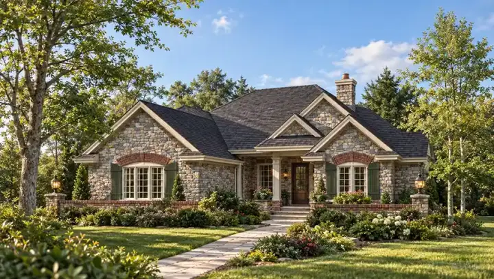 Country house plans 7-321 - front exterior, 1,912 sq ft, 3 bed, 2 bath house plans | Monster House Plans
