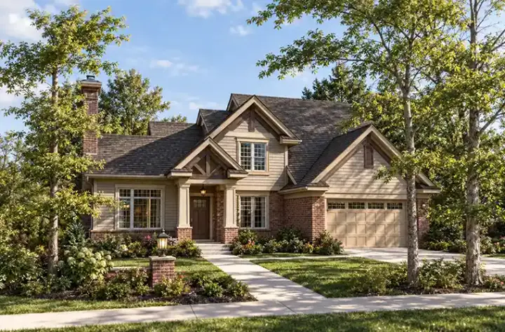 Country house plans 7-323 - front exterior, 2,044 sq ft, 4 bed, 2 bath house plans | Monster House Plans