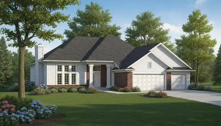 Traditional house plans 7-328 - front exterior, 1,724 sq ft, 3 bed, 2 bath house plans | Monster House Plans