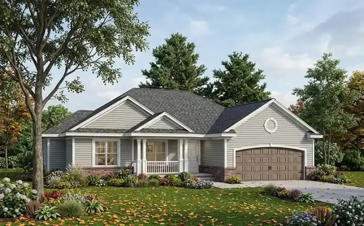 Traditional house plans 7-340 - front exterior, 1,461 sq ft, 3 bed, 2 bath house plans | Monster House Plans