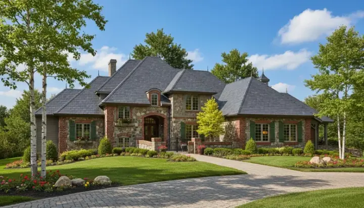 English Country house plans 7-359 - front exterior, 3,109 sq ft, 4 bed, 2 bath house plans | Monster House Plans