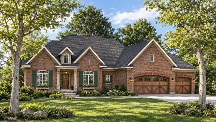 English Country house plans 7-368 - front exterior, 2,438 sq ft, 3 bed, 2 bath house plans | Monster House Plans