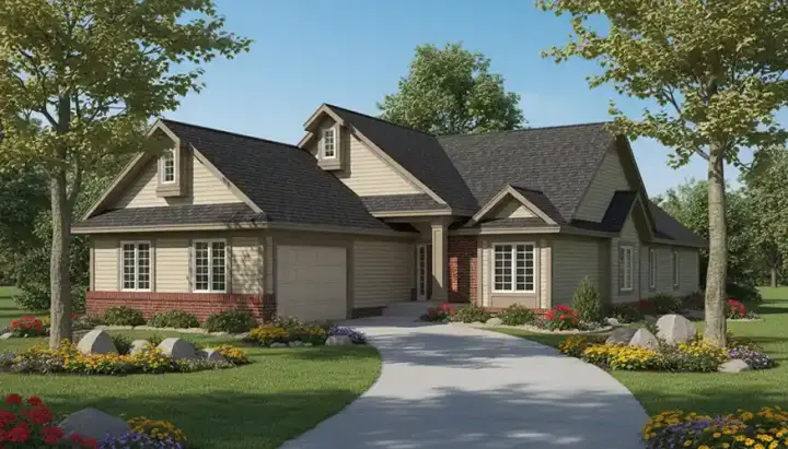 Traditional house plans 7-370 - front exterior, 1,904 sq ft, 2 bed, 2 bath house plans | Monster House Plans