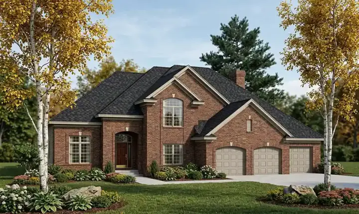 Traditional house plans 7-371 - front exterior, 3,204 sq ft, 4 bed, 2 bath house plans | Monster House Plans
