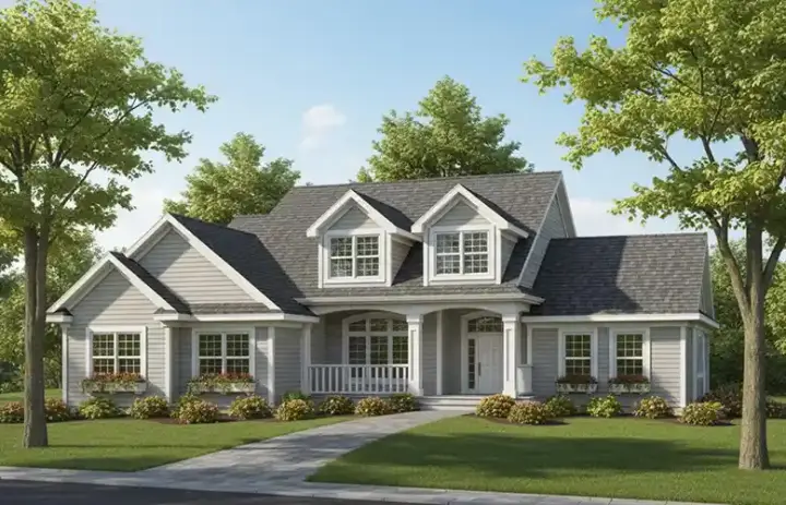 Traditional house plans 7-378 - front exterior, 2,066 sq ft, 3 bed, 2 bath house plans | Monster House Plans