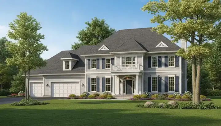 Colonial house plans 7-387 - front exterior, 2,917 sq ft, 4 bed, 2 bath house plans | Monster House Plans