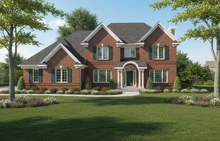 Early American house plans 7-389 - front exterior, 2,940 sq ft, 4 bed, 3 bath house plans | Monster House Plans