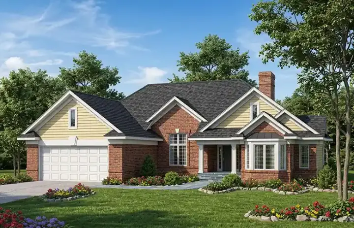Traditional house plans 7-391 - front exterior, 2,140 sq ft, 2 bed, 2 bath house plans | Monster House Plans