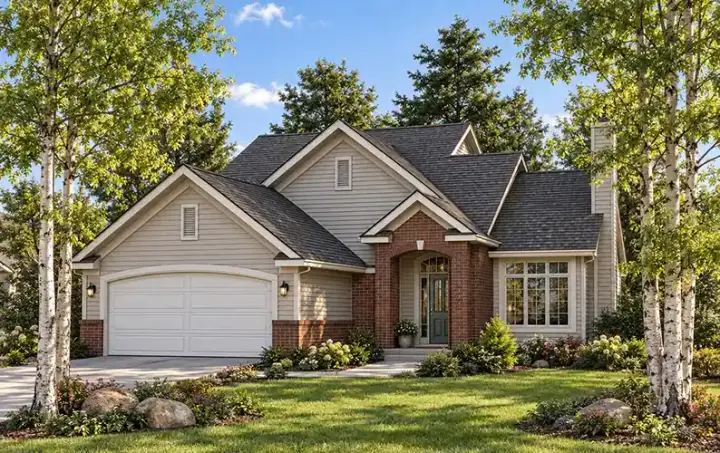 Traditional house plans 7-395 - front exterior, 1,406 sq ft, 3 bed, 2 bath house plans | Monster House Plans