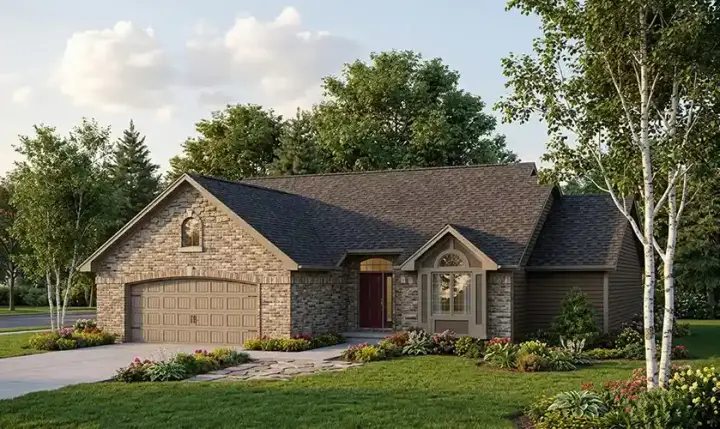 Traditional house plans 7-396 - front exterior, 1,603 sq ft, 3 bed, 2 bath house plans | Monster House Plans