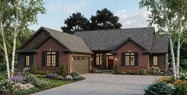 Traditional house plans 7-407 - front exterior, 1,930 sq ft, 2 bed, 2 bath house plans | Monster House Plans