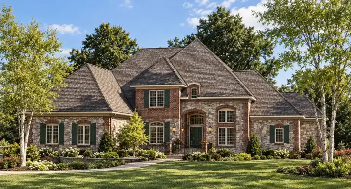 European house plans 7-420 - front exterior, 3,487 sq ft, 4 bed, 3 bath house plans | Monster House Plans