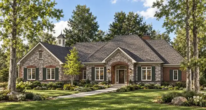 European house plans 7-421 - front exterior, 2,518 sq ft, 2 bed, 2 bath house plans | Monster House Plans