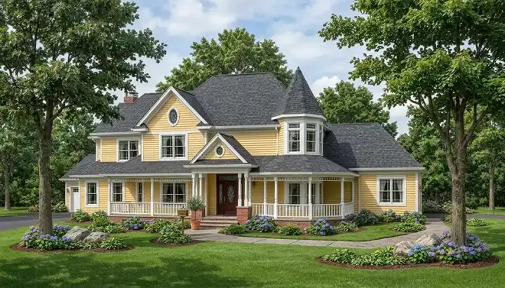Victorian house plans 7-427 - front exterior, 3,321 sq ft, 4 bed, 2 bath house plans | Monster House Plans