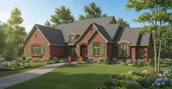 French Country house plans 7-428 - front exterior, 3,468 sq ft, 4 bed, 3 bath house plans | Monster House Plans