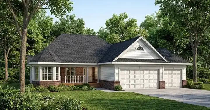 Traditional house plans 7-429 - front exterior, 1,835 sq ft, 3 bed, 2 bath house plans | Monster House Plans