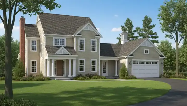 Colonial house plans 7-437 - front exterior, 1,748 sq ft, 3 bed, 2 bath house plans | Monster House Plans