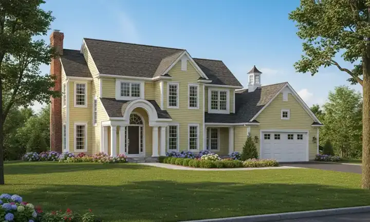 Colonial house plans 7-440 - front exterior, 1,976 sq ft, 4 bed, 2 bath house plans | Monster House Plans