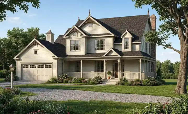 Country house plans 7-444 - front exterior, 2,009 sq ft, 4 bed, 2 bath house plans | Monster House Plans