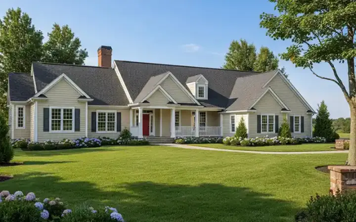 Ranch house plans 7-445 - front exterior, 2,378 sq ft, 4 bed, 3 bath house plans | Monster House Plans