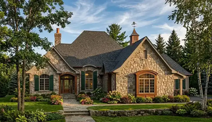 European house plans 7-452 - front exterior, 2,245 sq ft, 2 bed, 2 bath house plans | Monster House Plans