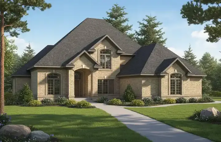 Shingle house plans 7-466 - front exterior, 3,068 sq ft, 4 bed, 3 bath house plans | Monster House Plans