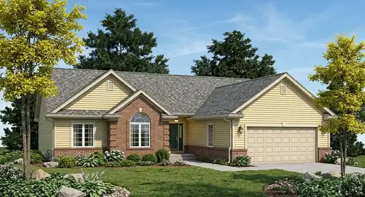 Ranch house plans 7-471 - front exterior, 1,606 sq ft, 3 bed, 2 bath house plans | Monster House Plans