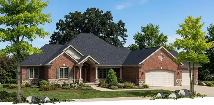 Traditional house plans 7-475 - front exterior, 4,480 sq ft, 4 bed, 3 bath house plans | Monster House Plans