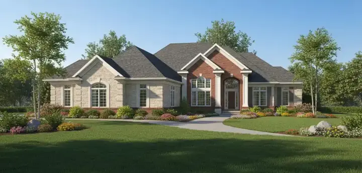 Traditional house plans 7-477 - front exterior, 3,938 sq ft, 4 bed, 3 bath house plans | Monster House Plans