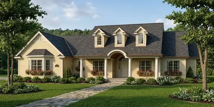 Country house plans 7-481 - front exterior, 1,781 sq ft, 3 bed, 2 bath house plans | Monster House Plans