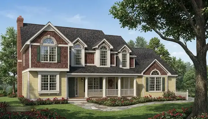 Country house plans 7-486 - front exterior, 2,236 sq ft, 4 bed, 2 bath house plans | Monster House Plans