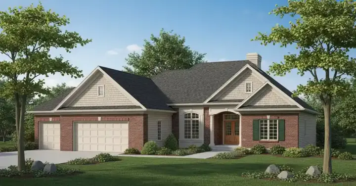 Ranch house plans 7-488 - front exterior, 3,086 sq ft, 3 bed, 2 bath house plans | Monster House Plans