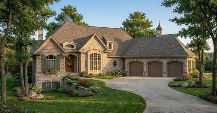European house plans 7-490 - front exterior, 3,012 sq ft, 2 bed, 2 bath house plans | Monster House Plans