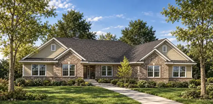Ranch house plans 7-495 - front exterior, 2,293 sq ft, 3 bed, 2 bath house plans | Monster House Plans