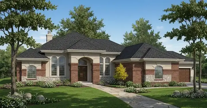 Mediterranean house plans 7-506 - front exterior, 5,282 sq ft, 5 bed, 3 bath house plans | Monster House Plans