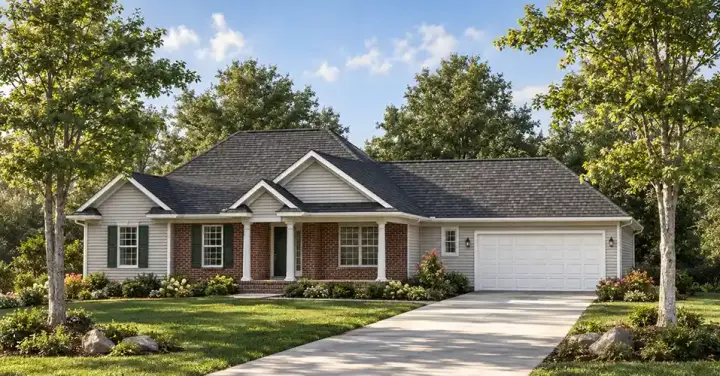 Traditional house plans 7-516 - front exterior, 1,186 sq ft, 3 bed, 1 bath house plans | Monster House Plans