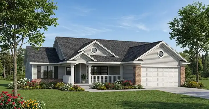 Traditional house plans 7-517 - front exterior, 1,274 sq ft, 3 bed, 2 bath house plans | Monster House Plans
