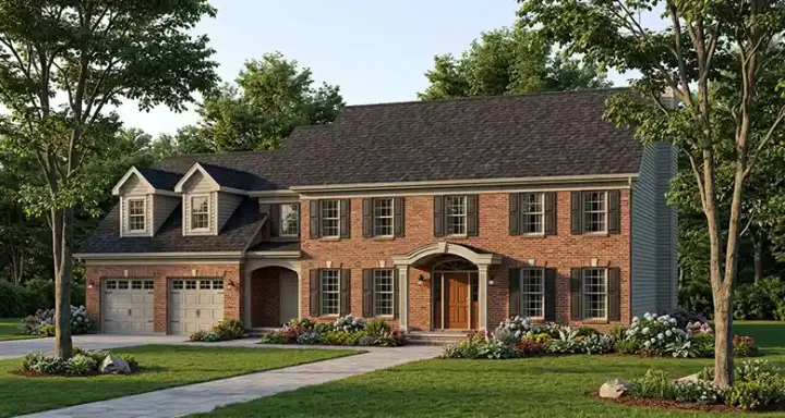 Early American house plans 7-518 - front exterior, 3,428 sq ft, 4 bed, 3 bath house plans | Monster House Plans