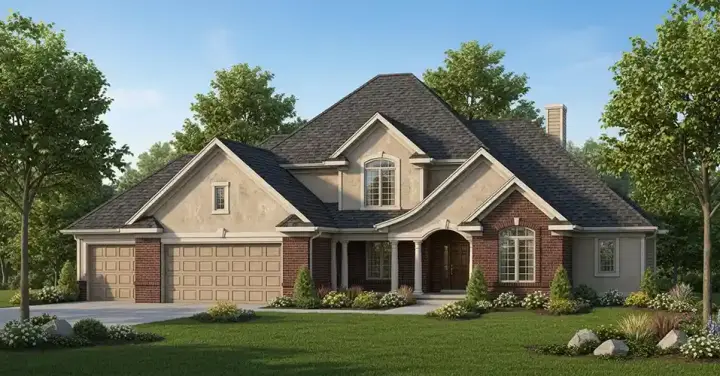 French Country house plans 7-519 - front exterior, 3,580 sq ft, 4 bed, 3 bath house plans | Monster House Plans