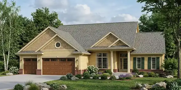 Traditional house plans 7-521 - front exterior, 2,120 sq ft, 2 bed, 2 bath house plans | Monster House Plans