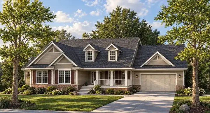 Country house plans 7-527 - front exterior, 2,034 sq ft, 3 bed, 2 bath house plans | Monster House Plans