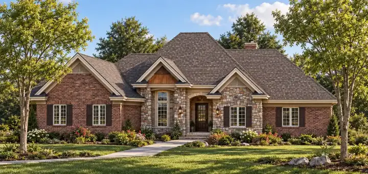 European house plans 7-529 - front exterior, 3,443 sq ft, 5 bed, 4 bath house plans | Monster House Plans