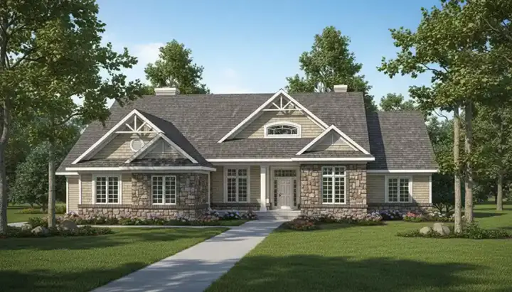 Craftsman house plans 7-531 - front exterior, 2,370 sq ft, 3 bed, 3 bath house plans | Monster House Plans